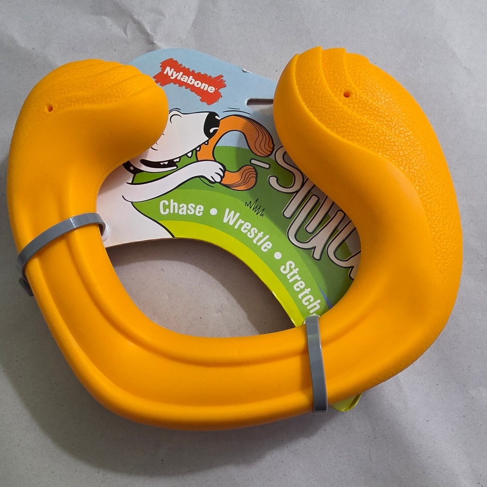 Nylabone C-shuu Dog Toy Orange Stretchy Interactive Chase Wrestle Stretch Toy